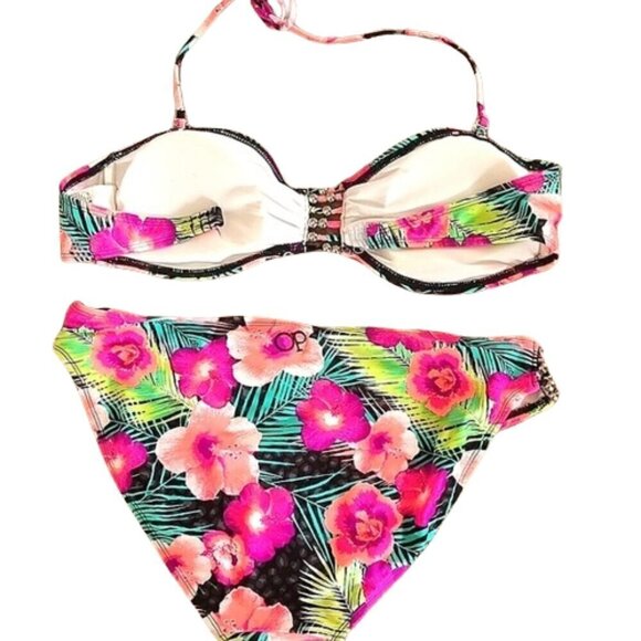 OP Ocean Pacific Beach Vacay new bright floral bikini Y2k Sz L - Picture 3 of 6